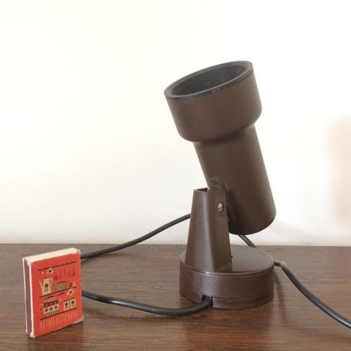 Jaren 70 bruin spotje lampje draaibaar wendbaar muurspotje, Huis en Inrichting, Lampen | Spots, Gebruikt, Plafondspot of Wandspot