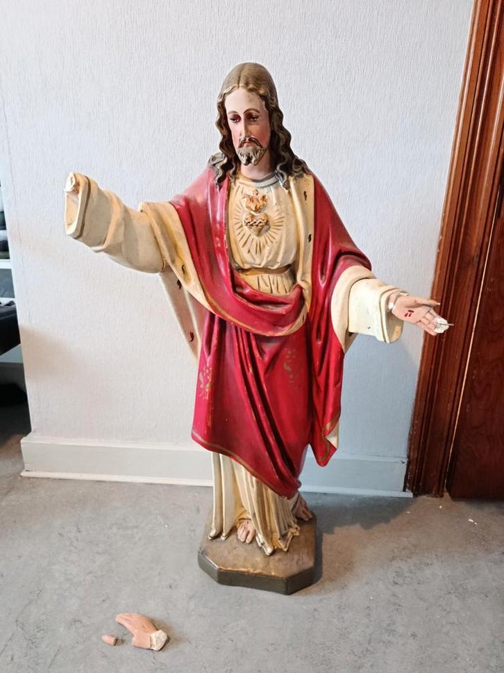 Groot Jezus Christus Beeld - 86 cm, Antiek en Kunst, Antiek | Religie, Ophalen of Verzenden