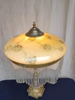 Weense tafel Lamp met Gemêleerde Opaline Glas Kap 1920, Antiek en Kunst, Antiek | Lampen, Ophalen of Verzenden