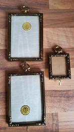 Antiek koper kleur fotolijst pasfoto portret lijst bol glas., Ophalen of Verzenden