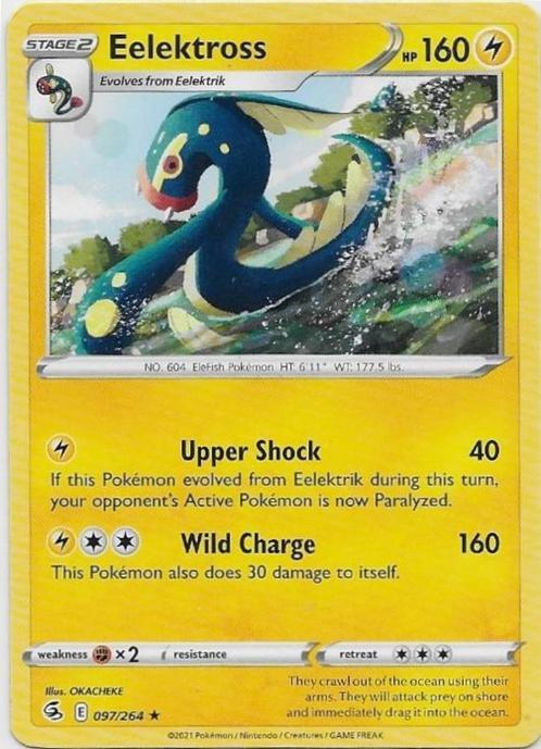 Fusion Strike,  Eelektross [rare] 97/264, Hobby en Vrije tijd, Verzamelkaartspellen | Pokémon, Nieuw, Losse kaart, Verzenden