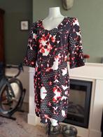 Eroke zwart rode gevoerde jurk IT44 NL40 gratis verz, Maat 38/40 (M), Verzenden, Zwart, Zo goed als nieuw