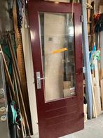 Hardhouten deur met dubbelglas, Doe-het-zelf en Verbouw, Deuren en Horren, Ophalen, 80 tot 100 cm, 200 tot 215 cm, Hout