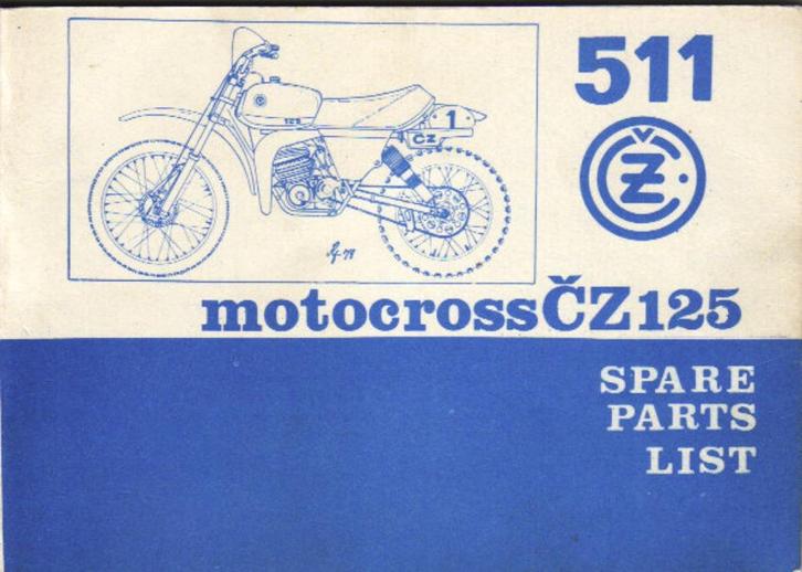 CZ 125 type 511 spare parts moto cross (1755z), Motoren, Handleidingen en Instructieboekjes, Overige merken, Ophalen of Verzenden
