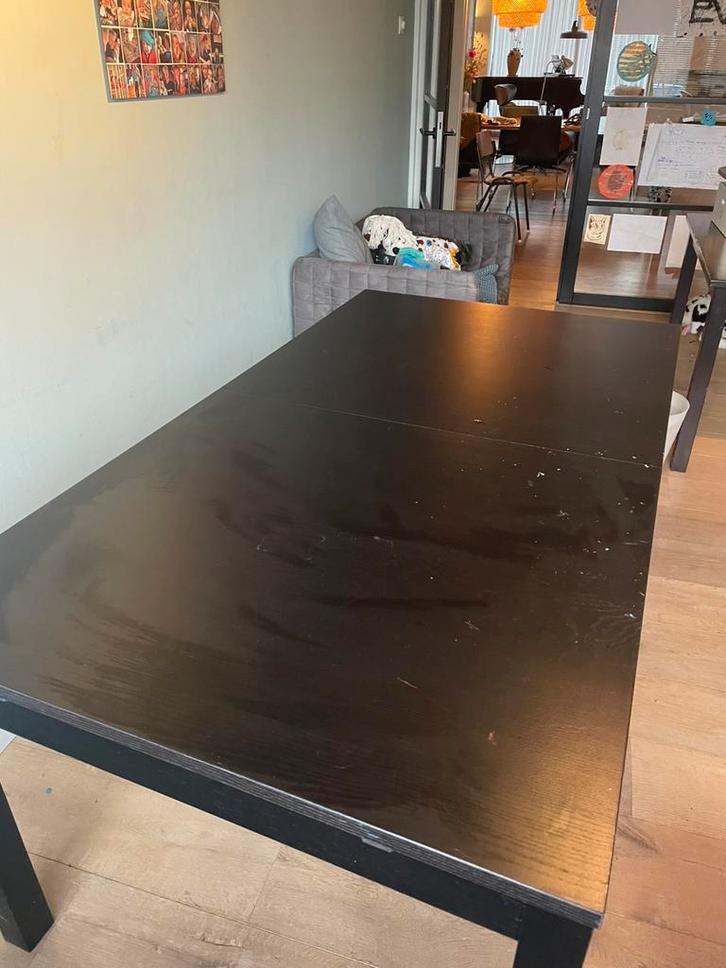 Stevige eettafel van Ikea, uitschuifbaar, Huis en Inrichting, Tafels | Eettafels, Gebruikt, 50 tot 100 cm, 150 tot 200 cm, Rechthoekig