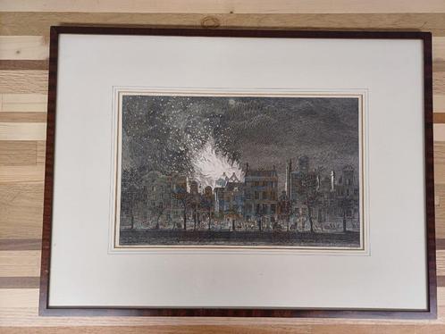 Print van Cornelis Bogerts - Brand Schouwburg Amsterdam, Antiek en Kunst, Kunst | Schilderijen | Klassiek, Ophalen of Verzenden