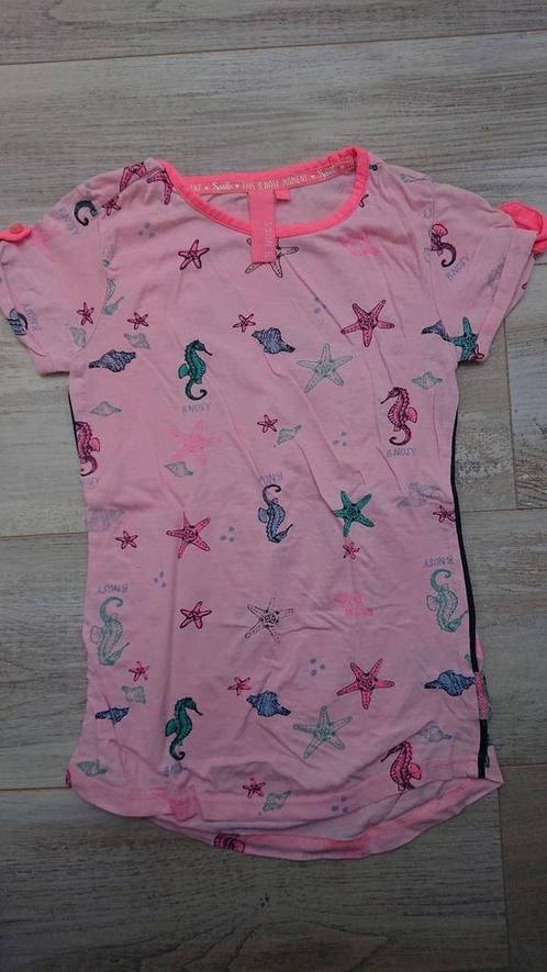 T-shirt (BNosy, maat 134-140) met schelpen en zeepaardjes, Kinderen en Baby's, Kinderkleding | Maat 134, Zo goed als nieuw, Meisje