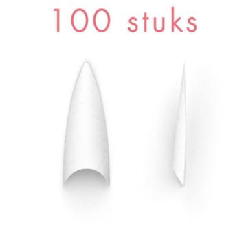 Stiletto nagel tips, WIT breed opzetstuk, 100 stuks beschikbaar voor biedingen