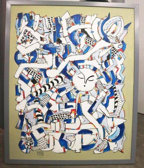 Pierre PISIVIN, abstracte compositie 4, Antiek en Kunst, Kunst | Schilderijen | Abstract, Ophalen