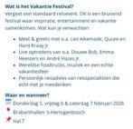 Tickets 4x Vakantie Festival, Drie personen of meer