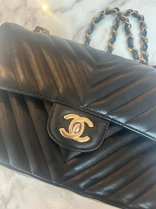 Chanel Classic Chevron Small Double Flap Zwart, Sieraden, Tassen en Uiterlijk, Tassen | Damestassen, Zo goed als nieuw, Handtas
