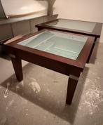 1 of 2 salontafels kersenhout,  div. Afm. met glasplaat, Huis en Inrichting, Tafels | Salontafels, Ophalen, 50 tot 100 cm, Vierkant