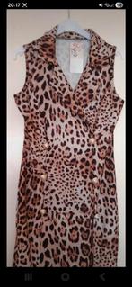 Leuk panterprint jurkje maat S met goudkleurige knopen, Bruin, Ophalen of Verzenden, Zo goed als nieuw, Maat 36 (S)