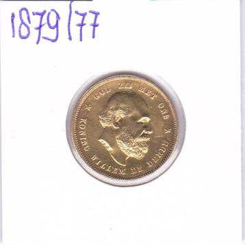 Schaars gouden tientje 1879/77 overslag Willem 3 nu 795 euro beschikbaar voor biedingen