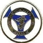 Scania speld-wit-blauw emaille, Verzamelen, Verzenden, Nieuw, Transport, Speldje of Pin