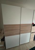 JYSK Sattrup kledingkast 151X219 wit/eiken, 150 tot 200 cm, Gebruikt, 50 tot 75 cm, 200 cm of meer