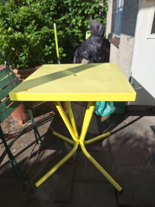 Franse metalen café tafel, Tuin en Terras, Tuintafels, Gebruikt, Rechthoekig, Metaal, Ophalen