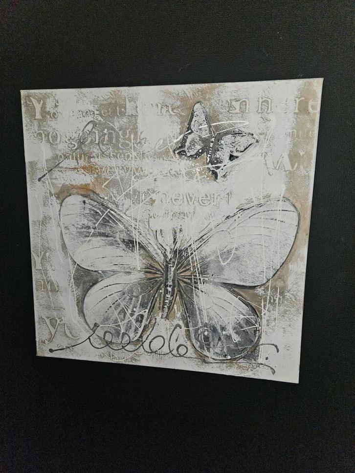 Schilderij met vlinders 58x58, Huis en Inrichting, Woonaccessoires | Schilderijen, Tekeningen en Foto's, Schilderij, Ophalen of Verzenden