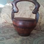 Antieke Chinese houten mand met deksel, Antiek en Kunst, Curiosa en Brocante, Ophalen of Verzenden
