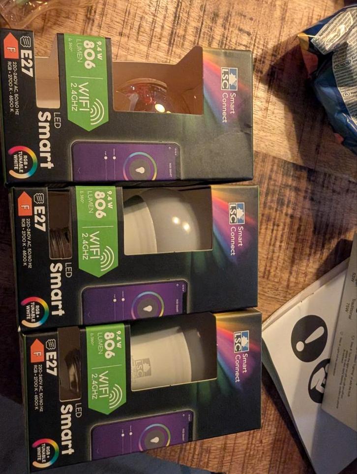 LSC Smart Lampen E27 - 4 stuks, Huis en Inrichting, Lampen | Losse lampen, Gebruikt, Led-lamp, Minder dan 30 watt, E27 (groot)