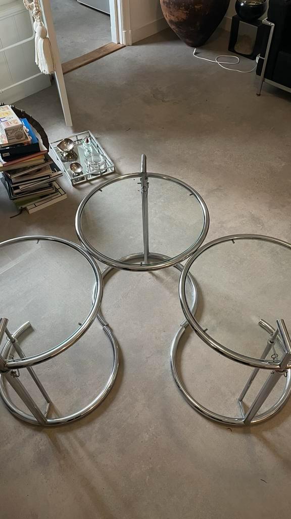 Eileen Gray Chromen Bijzettafel, Huis en Inrichting, Tafels | Salontafels, Zo goed als nieuw, Minder dan 50 cm, 50 tot 100 cm
