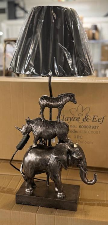 Lamp Olifant, neushoorn en zebra met kap 65 cm hoog, bieden  beschikbaar voor biedingen