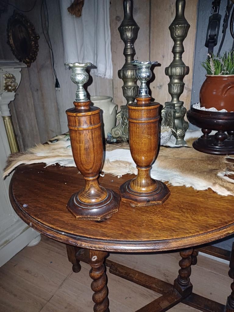 Antieke kandelaars, Antiek en Kunst, Ophalen of Verzenden