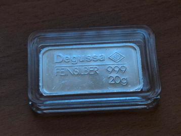 Degussa, 20 gram vintage zilverbaar. Puur zilver. Silver Bar beschikbaar voor biedingen