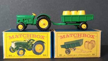 John Deere Tractor met kar Lesney Matchbox 50 & 51 Pol beschikbaar voor biedingen
