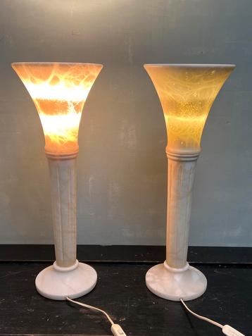 Vintage XXL lampen albast Hollywood Regency marmer set/2 beschikbaar voor biedingen