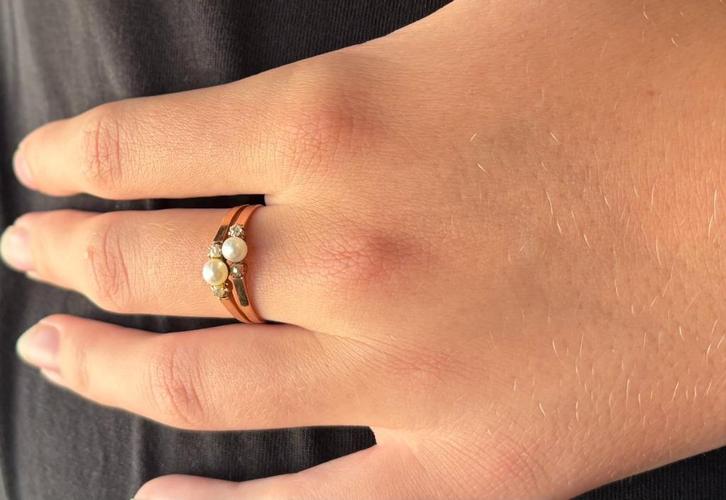 Sale! Antieke 14k gouden parel bolsjewiek diamant dames ring, Sieraden, Tassen en Uiterlijk, Antieke sieraden, Ring, Goud, Met edelsteen