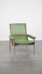 Groene rundleren  vintage design fauteuil model Lotus 1611, Huis en Inrichting, Fauteuils, Ophalen, ., 75 tot 100 cm, .
