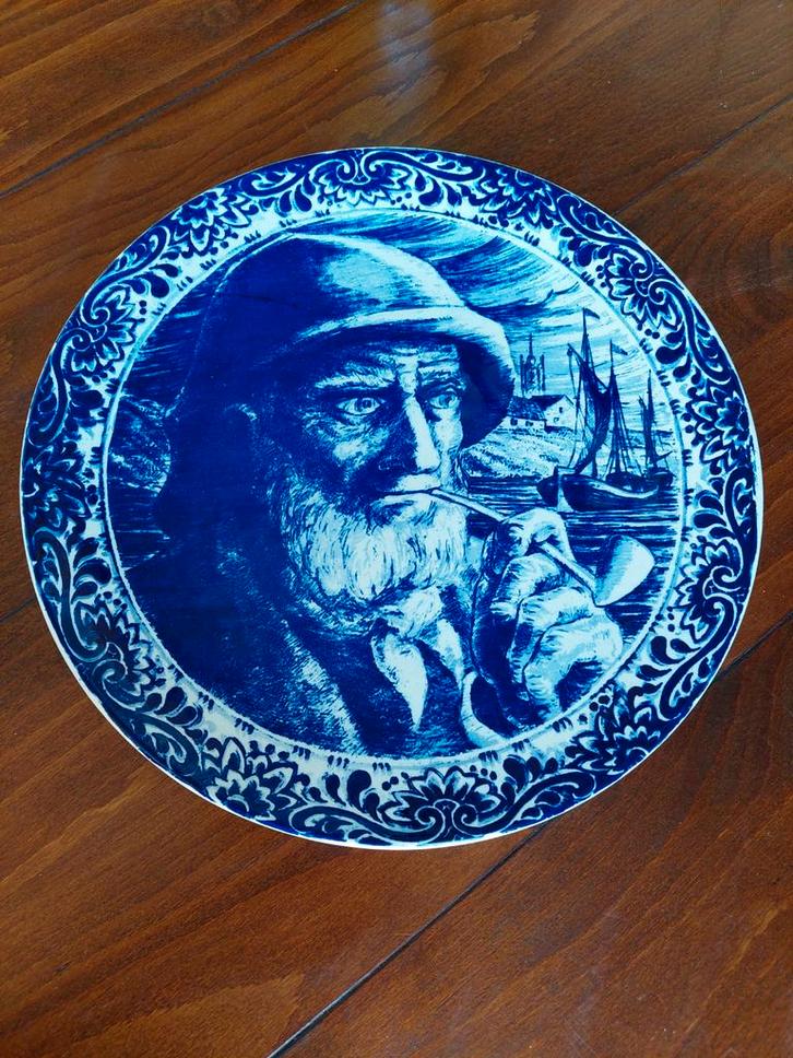Delfts Blauw Bord - Bock Frères - Visser, Antiek en Kunst, Antiek | Wandborden en Tegels, Ophalen