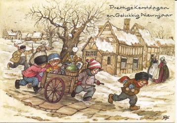 Kerstkaarten, Anton Piek en/of Ot en Sien achtige afbeelding beschikbaar voor biedingen