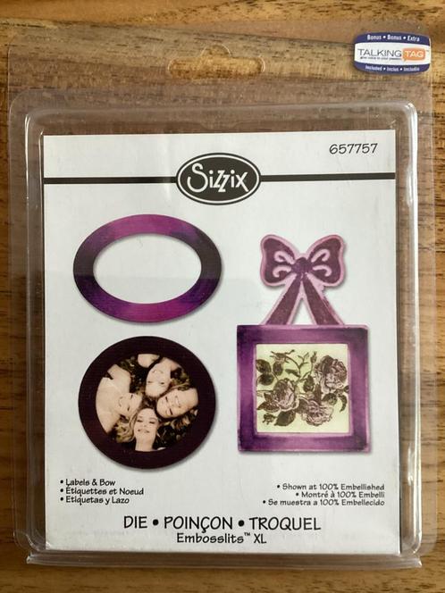 Sizzix embosslits xl die , labels & bow., Hobby en Vrije tijd, Scrapbooking, Nieuw, Frame of Mal, Sizzix, Ophalen of Verzenden