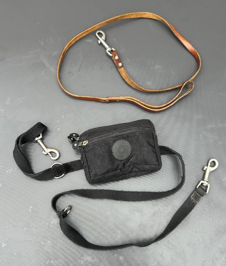 hondenriemen / hondenriem leer / hondenriem met tasje, Dieren en Toebehoren, Honden-accessoires, Zo goed als nieuw, Ophalen of Verzenden