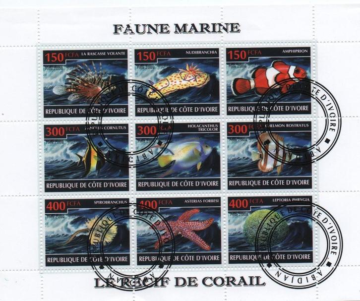 Fauna Marine - Cote D'Ivoire 2009 - Gestempeld used, Postzegels en Munten, Postzegels | Thematische zegels, Gestempeld, Dier of Natuur