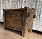 Authentiek Himalaya kistje - houtsnijwerk - sober - kist, Ophalen, Minder dan 50 cm, Minder dan 50 cm, Zo goed als nieuw