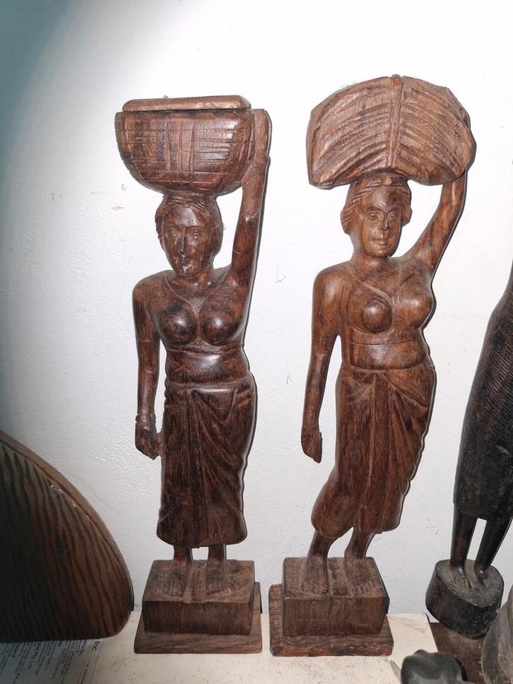 Houten Afrikaanse Vrouwen Beelden Set, Antiek en Kunst, Kunst | Beelden en Houtsnijwerken, Ophalen of Verzenden