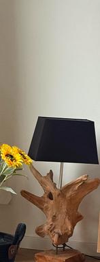 Unieke tafellamp met boomstam voet, Ophalen of Verzenden, Nieuw, Hout, 75 cm of meer