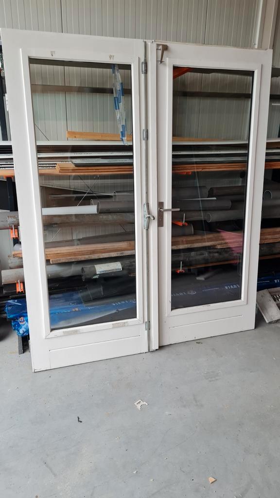 Hardhouten Tuindeuren 89x211.5cm - Dubbel Glas, Doe-het-zelf en Verbouw, Deuren en Horren, Gebruikt, Buitendeur, 200 tot 215 cm