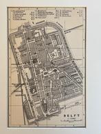 Stadskaart Delft - 1885 - In passe partout, Antiek en Kunst, Kunst | Etsen en Gravures, Ophalen of Verzenden