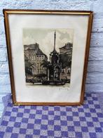 oude ets/ ets stadsgezicht/ Hebbeling schilderij, Antiek en Kunst, Kunst | Etsen en Gravures, Ophalen of Verzenden
