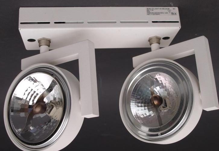 Delta Light Belgium - Dubbele plafondspot, Huis en Inrichting, Lampen | Spots, Zo goed als nieuw, Plafondspot of Wandspot, Metaal of Aluminium