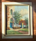 Olieverf schilderij pittoreske binnenplaats., Antiek en Kunst, Ophalen of Verzenden