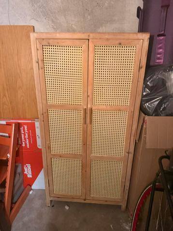 Houten Rieten / rattan Kast - 70x40x130cm