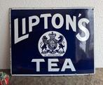 Emaille bord Lipton's Tea, Ophalen of Verzenden, Gebruikt, Reclamebord