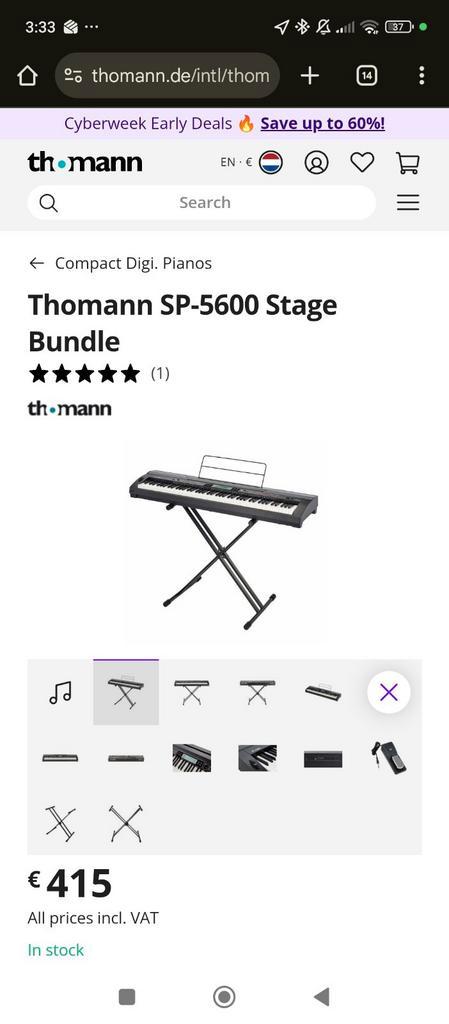 Thomann, Muziek en Instrumenten, Piano's, Nieuw, Zwart, Ophalen