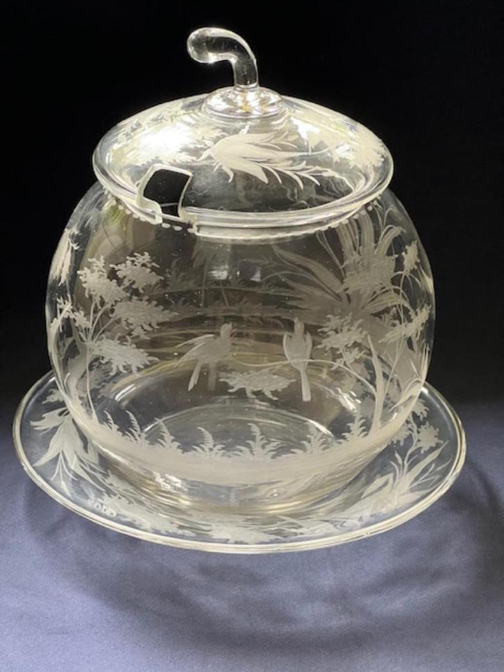 KLEINE BOWLPOT/PUNCHPOT OP SCHOTEL, Antiek en Kunst, Antiek | Glas en Kristal, Verzenden