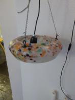 Vintage schaallamp, art deco, glas en metaal, Huis en Inrichting, Lampen | Hanglampen, Minder dan 50 cm, Gebruikt, Ophalen of Verzenden